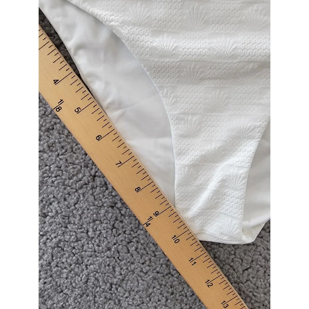 L*Space Camacho Classic Bikini Bottom Women's M White Elastic Waist Pull On